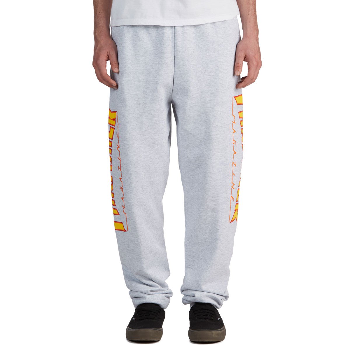 thrasher flame grey sweatpants