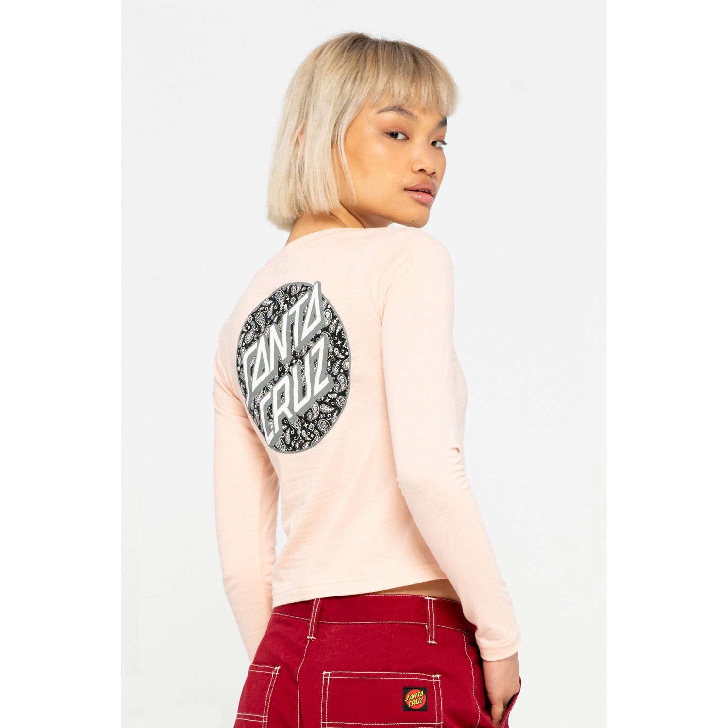 Santa Cruz | Screaming Paisley Dot L/S T-Shirt (Chalk Pink)