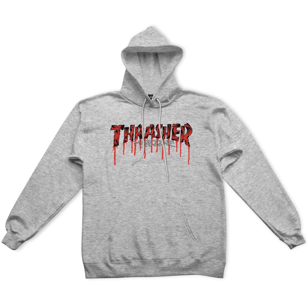 Thrasher | Blood Drip Logo Hood (Gray)