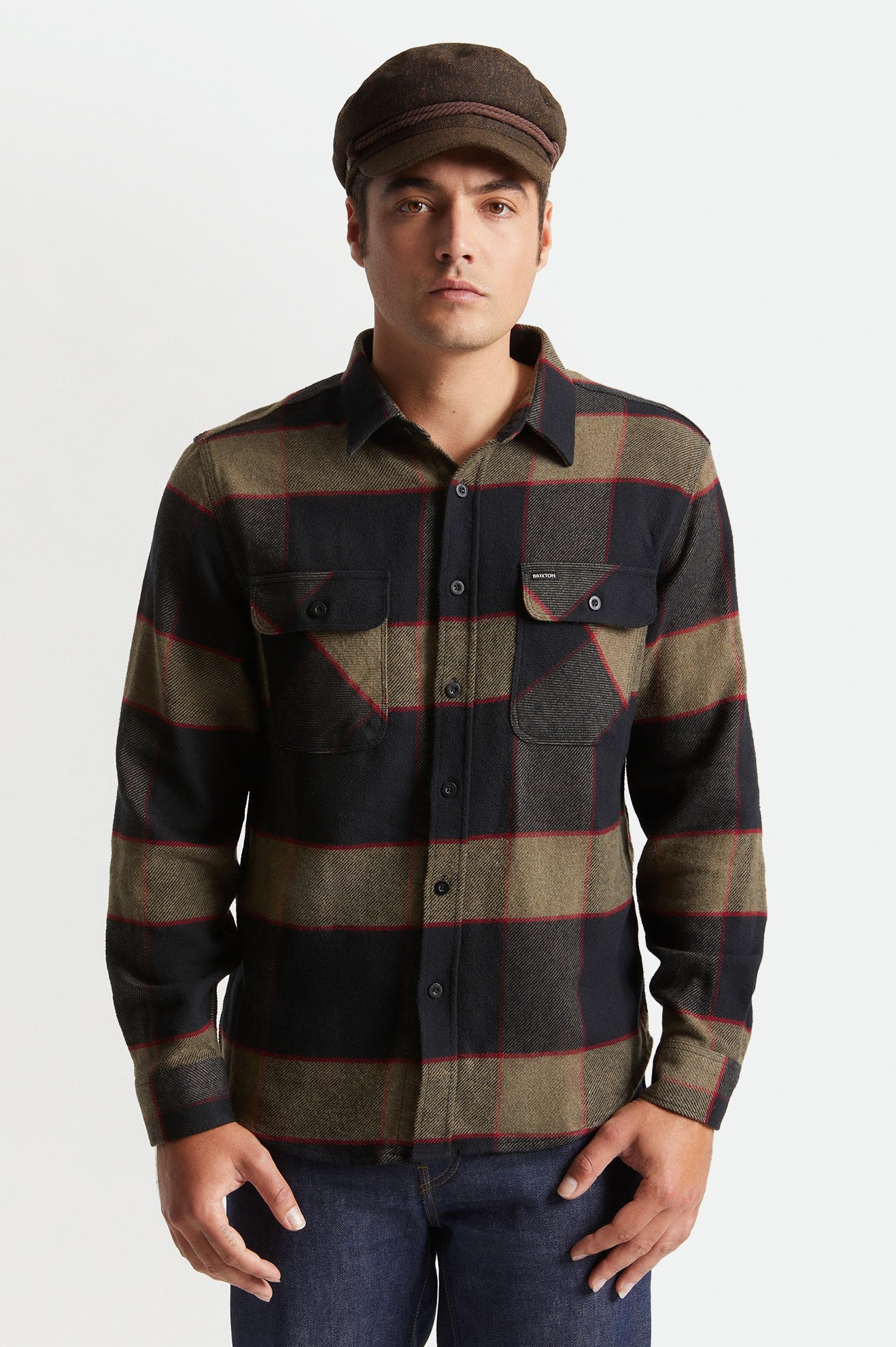 Brixton | Bowery L/S Flannel (Heather Grey/Charcoal)