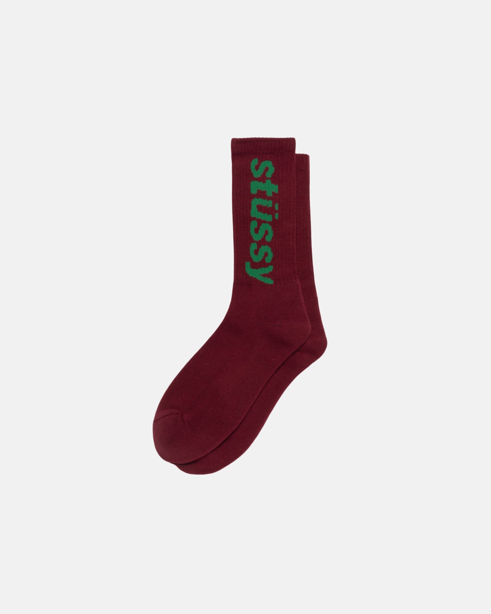 STÜSSY | Helvetica Crew Socks (Wine/Forest)