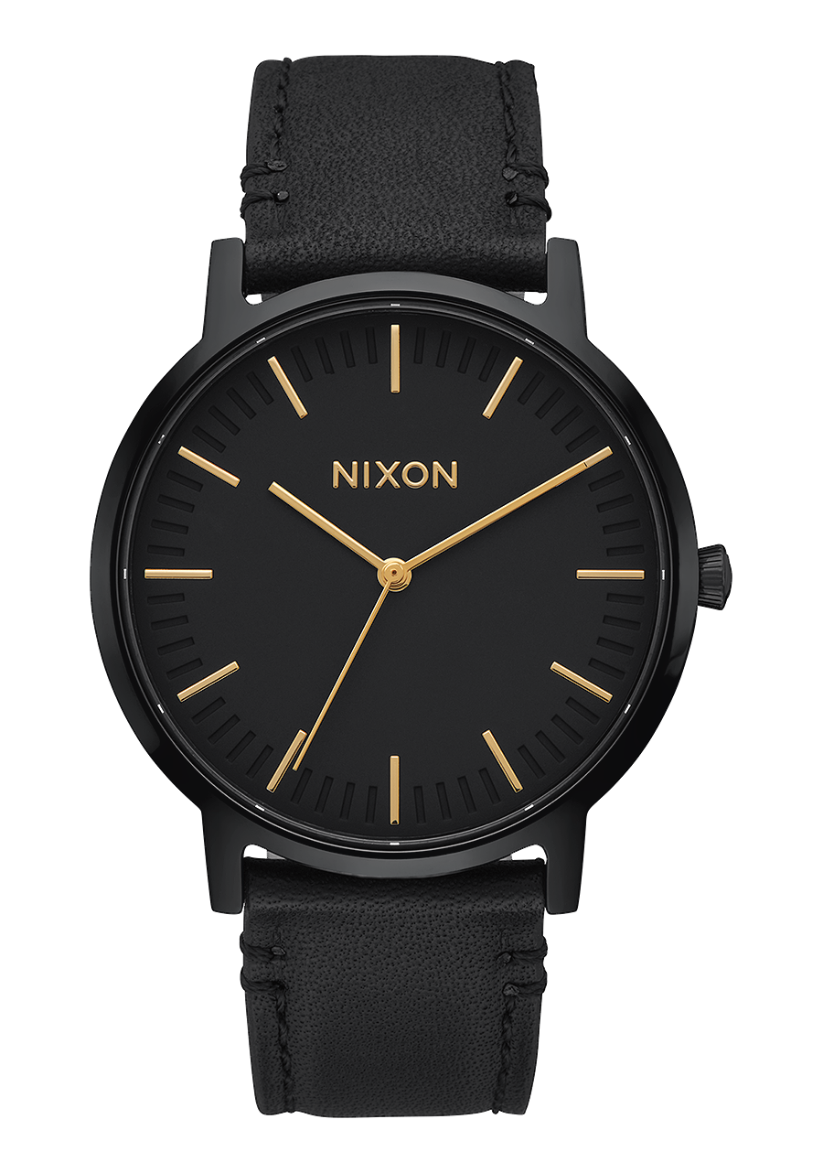Nixon | Porter Leather Watch 40mm (All Black/Gold)